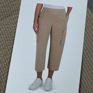 Sage Collective Womens Tan Wide-Leg Cropped Cargo Pants Size L d0648